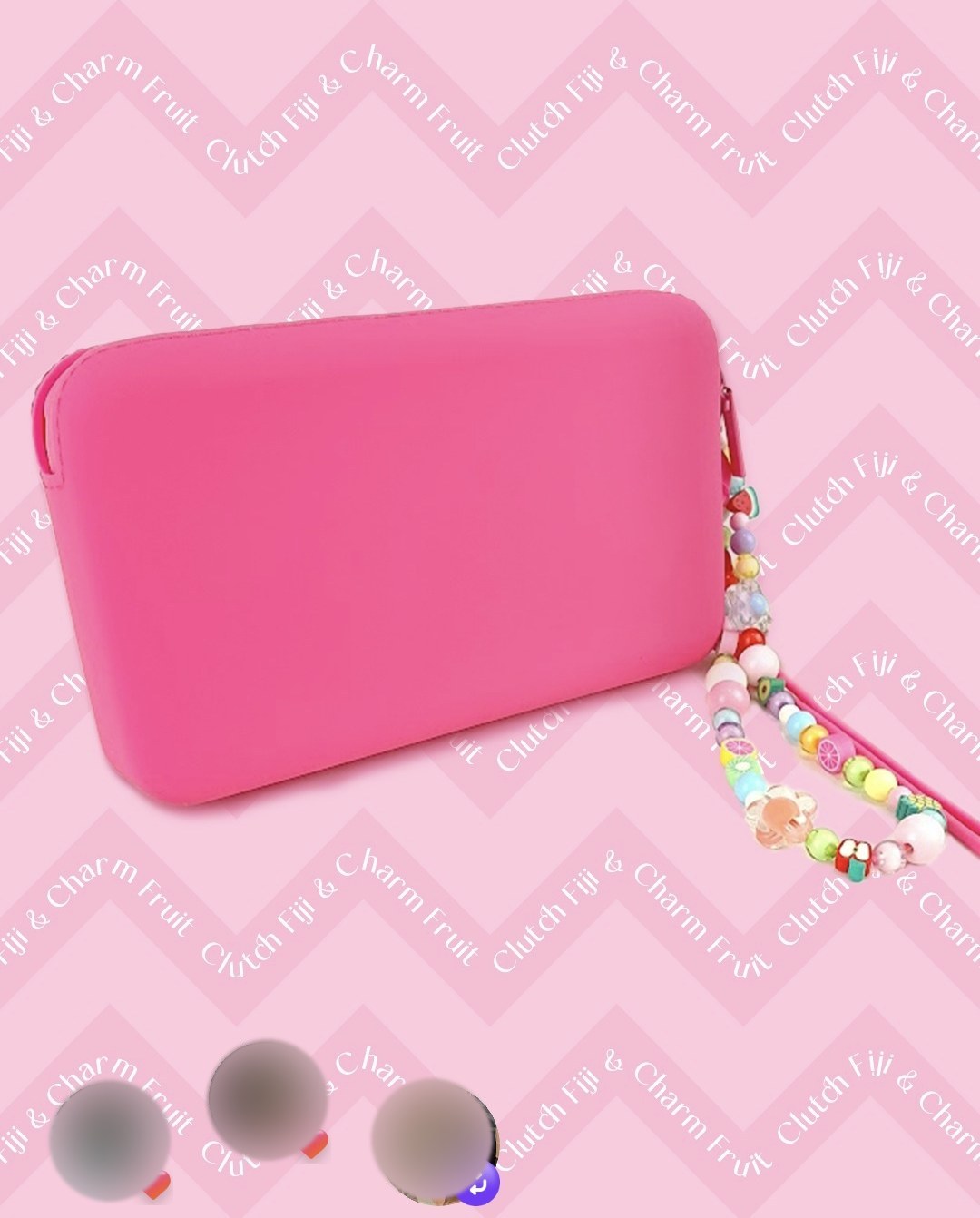 Post da ATO: Clutch Fiji pink com Charm Fruit