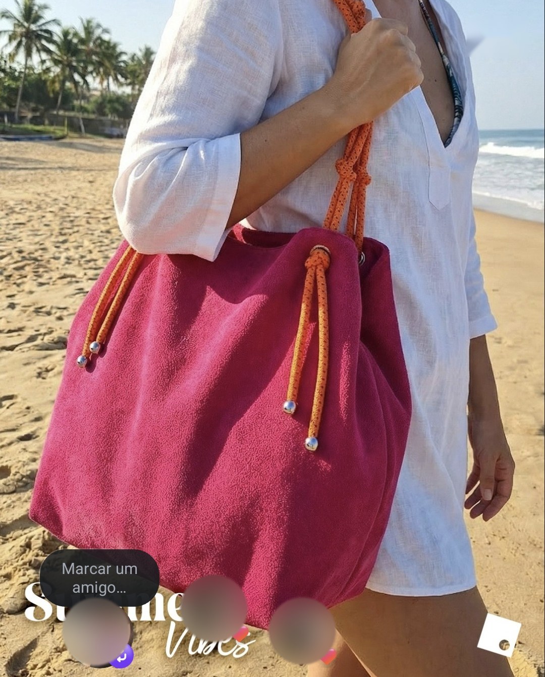 Post da ATO: bolsa atoalhada pink com alça de corda