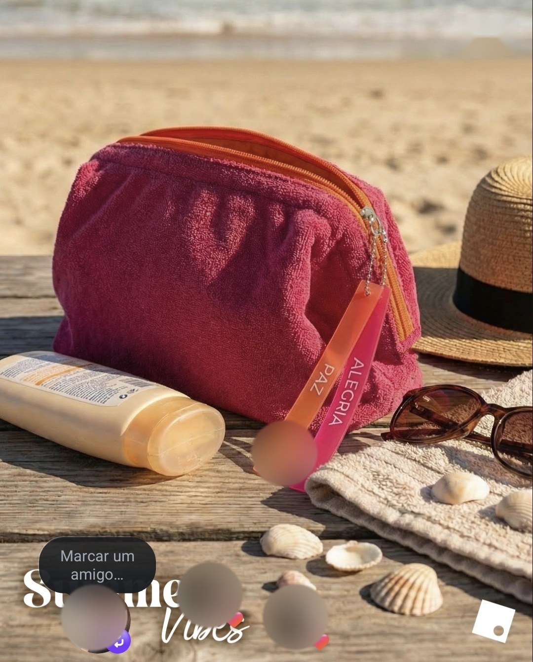 Post da ATO: necessaire atoalhada pink na praia
